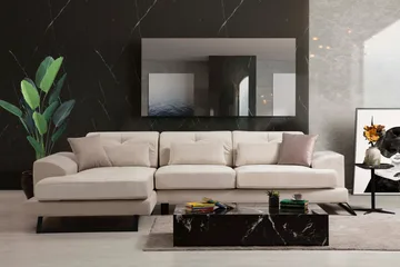 Jaraad Divansofa Høyre - Beige/Svart - Møbler - Sofaer - Sofa med sjeselong