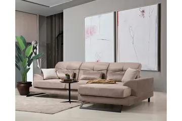 Jaraad Divansofa Venstre - Beige/Svart - Møbler - Sofaer - Sofa med sjeselong
