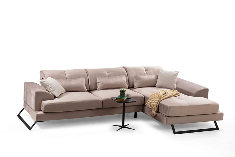 Jaraad Divansofa Venstre - Beige/Svart - Sofa med sjeselong - 4 seters sofa med divan