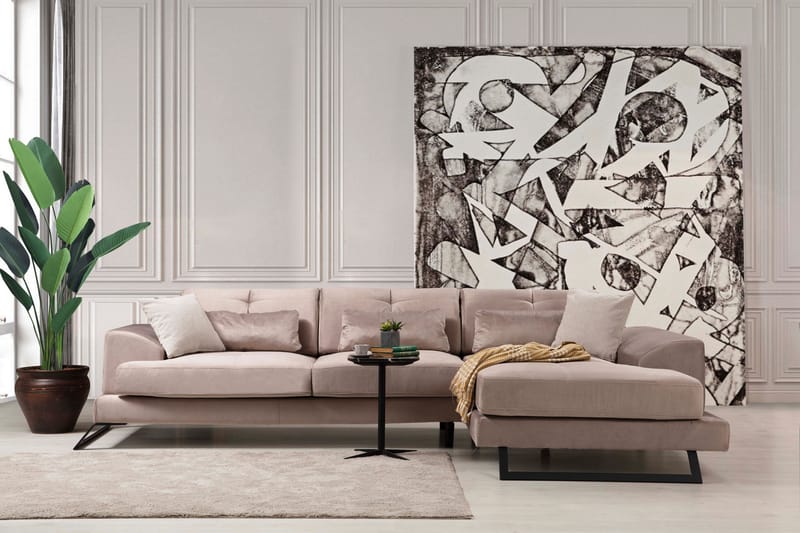 Jaraad Divansofa Venstre - Beige/Svart - Møbler - Sofaer - Sofa med sjeselong
