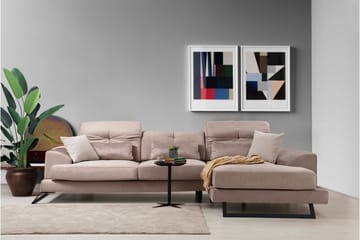Jaraad Divansofa Venstre - Beige/Svart - Møbler - Sofaer - Sofa med sjeselong