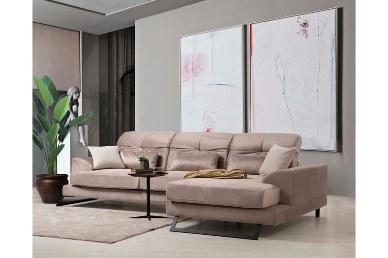 Jaraad Divansofa Venstre - Beige/Svart - Møbler - Sofaer - Sofa med sjeselong