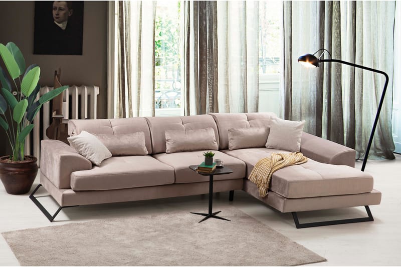 Jaraad Divansofa Venstre - Beige/Svart - Møbler - Sofaer - Sofa med sjeselong