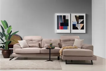 Jaraad Divansofa Venstre - Beige/Svart - Møbler - Sofaer - Sofa med sjeselong