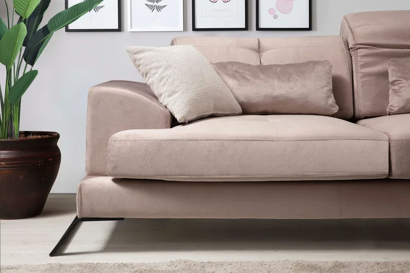Jaraad Divansofa Venstre - Beige/Svart - Møbler - Sofaer - Sofa med sjeselong