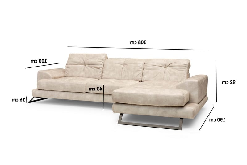 Jaraad Divansofa Venstre - Beige/Svart - Møbler - Sofaer - Sofa med sjeselong