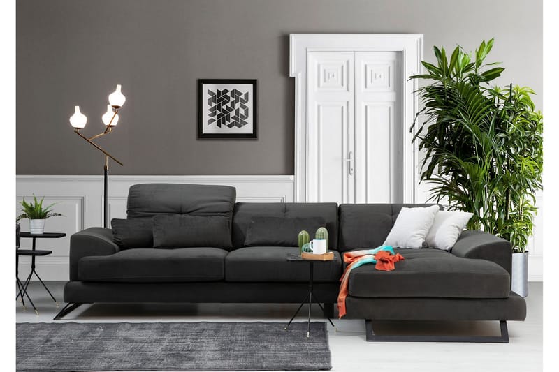 Jaraad Hjørnesofa med Divan Høyre - Svart - Møbler - Sofaer - Sofa med sjeselong