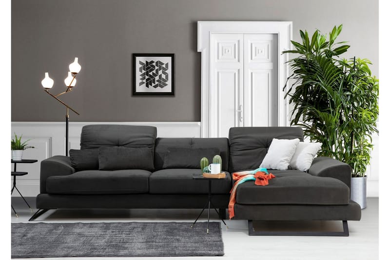 Jaraad Hjørnesofa med Divan Høyre - Svart - Møbler - Sofaer - Sofa med sjeselong