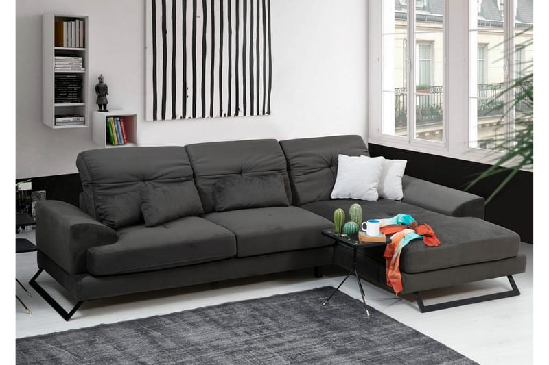 Jaraad Hjørnesofa med Divan Høyre - Svart - Møbler - Sofaer - Sofa med sjeselong