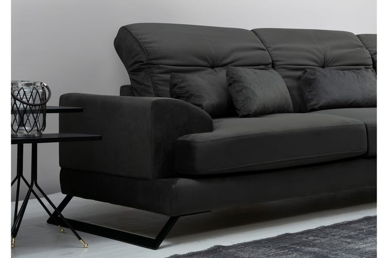 Jaraad Hjørnesofa med Divan Høyre - Svart - Møbler - Sofaer - Sofa med sjeselong