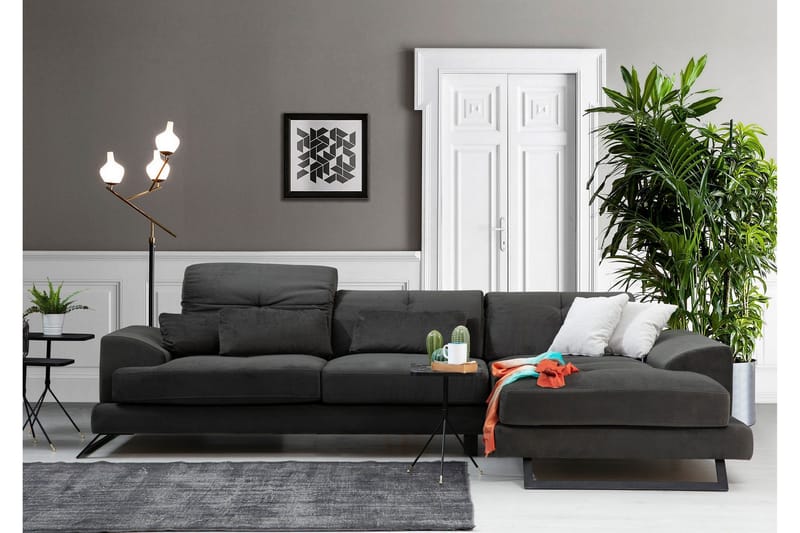 Jaraad Hjørnesofa med Divan Høyre - Svart - Møbler - Sofaer - Sofa med sjeselong