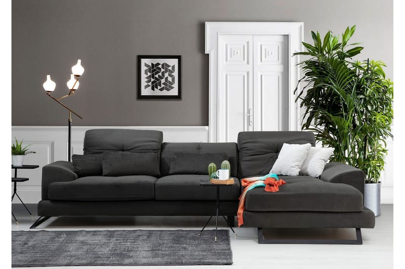 Jaraad Hjørnesofa med Divan Høyre - Svart - Møbler - Sofaer - Sofa med sjeselong