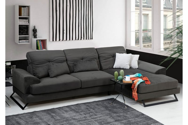 Jaraad Hjørnesofa med Divan Høyre - Svart - Møbler - Sofaer - Sofa med sjeselong