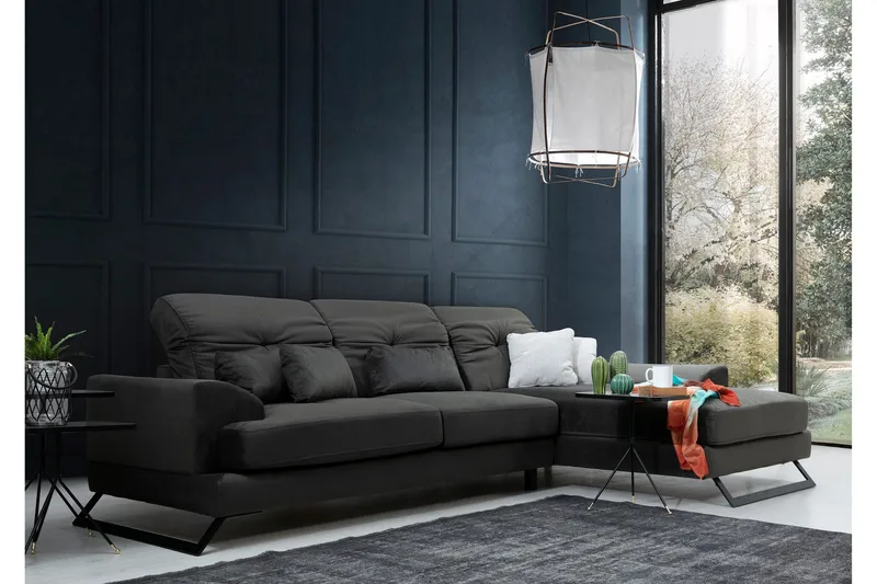Jaraad Hjørnesofa med Divan Høyre - Svart - Møbler - Sofaer - Sofa med sjeselong