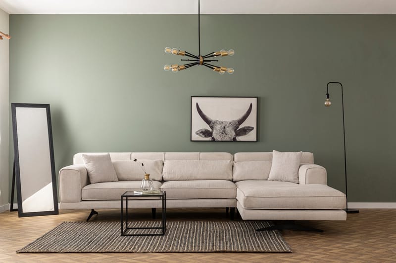 Jivago Divansofa Høyre - Beige/Svart - Møbler - Sofaer - Sofa med sjeselong