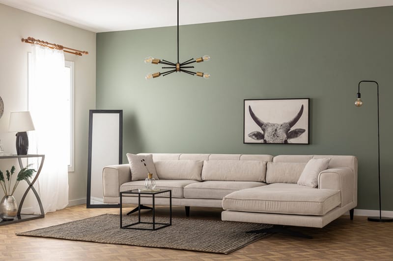 Jivago Divansofa Høyre - Beige/Svart - Møbler - Sofaer - Sofa med sjeselong