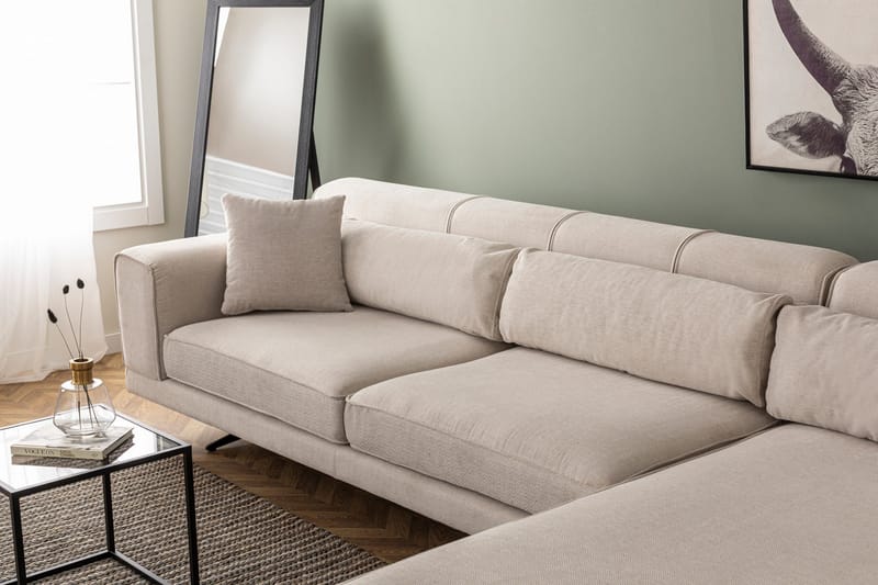 Jivago Divansofa Høyre - Beige/Svart - Møbler - Sofaer - Sofa med sjeselong