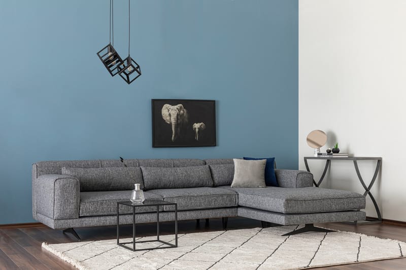 Jivago Divansofa Høyre - Grå/Svart - Møbler - Sofaer - Sofa med sjeselong