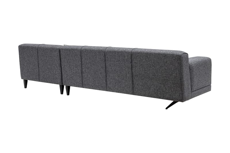 Jivago Divansofa Høyre - Grå/Svart - Sofa med sjeselong - 4 seters sofa med divan