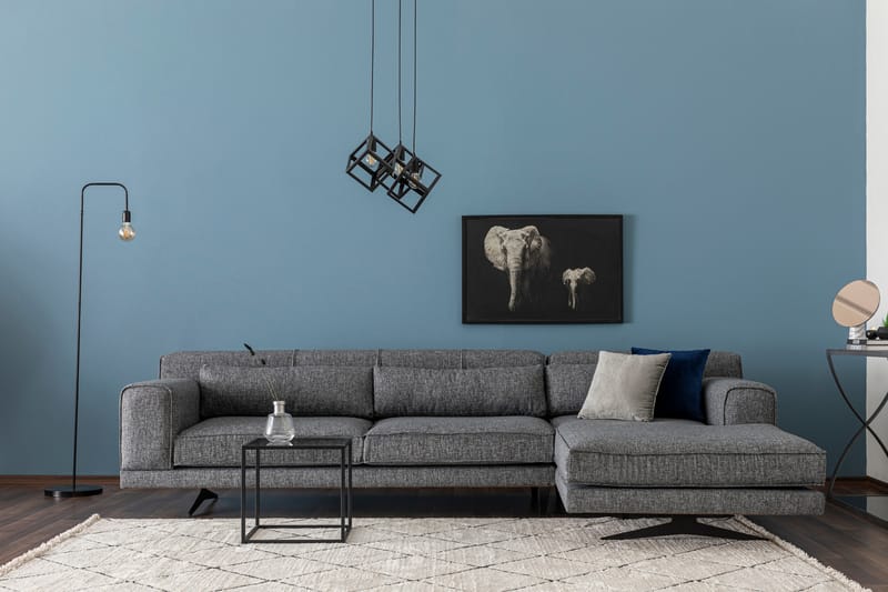 Jivago Divansofa Høyre - Grå/Svart - Møbler - Sofaer - Sofa med sjeselong