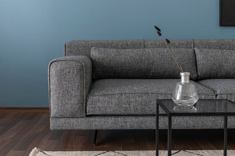 Jivago Divansofa Høyre - Grå/Svart - Sofa med sjeselong - 4 seters sofa med divan