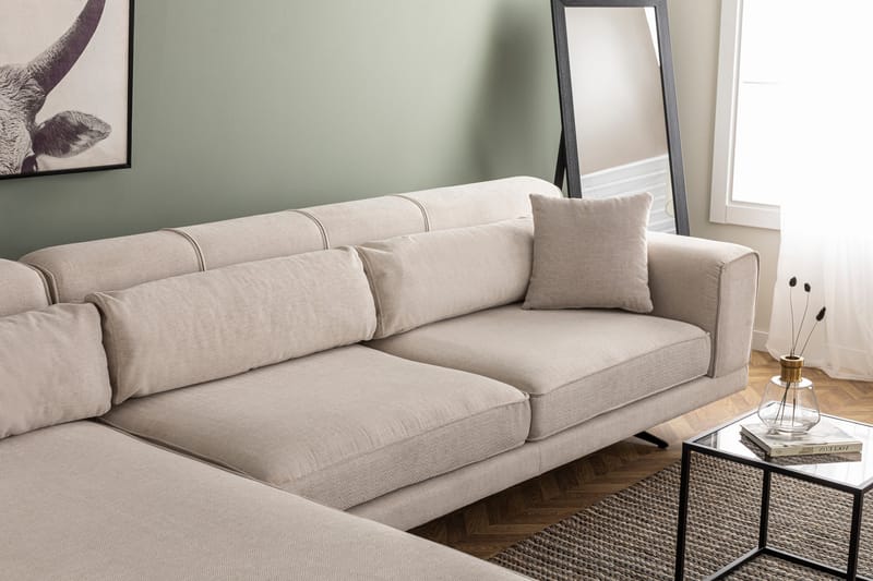 Jivago Divansofa Venstre - Beige/Svart - Sofa med sjeselong - 4 seters sofa med divan