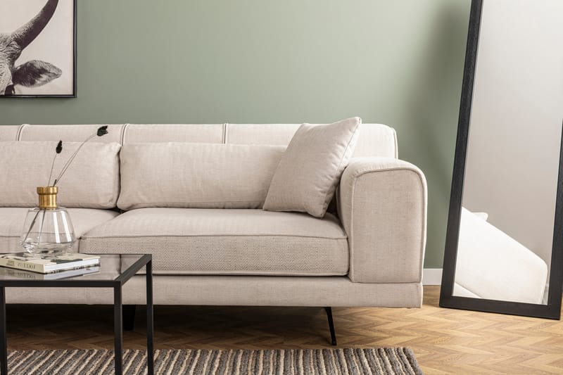 Jivago Divansofa Venstre - Beige/Svart - Sofa med sjeselong - 4 seters sofa med divan