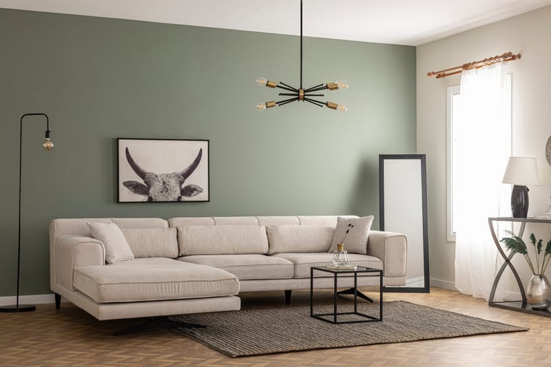 Jivago Divansofa Venstre - Beige/Svart - Møbler - Sofaer - Sofa med sjeselong