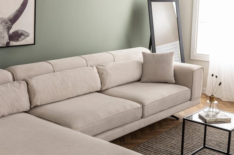 Jivago Divansofa Venstre - Beige/Svart - Møbler - Sofaer - Sofa med sjeselong