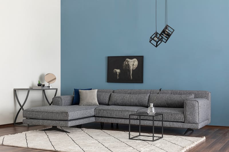 Jivago Divansofa Venstre - Grå/Svart - Møbler - Sofaer - Sofa med sjeselong