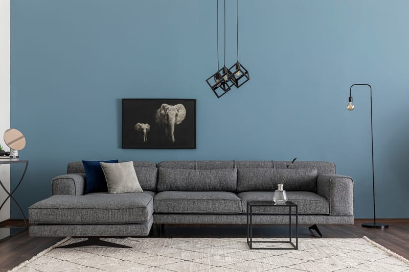 Jivago Divansofa Venstre - Grå/Svart - Møbler - Sofaer - Sofa med sjeselong