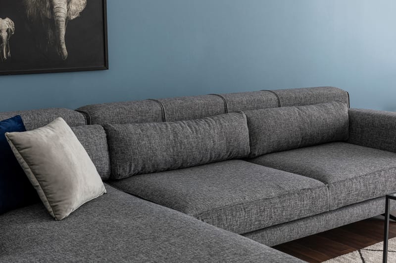 Jivago Divansofa Venstre - Grå/Svart - Møbler - Sofaer - Sofa med sjeselong