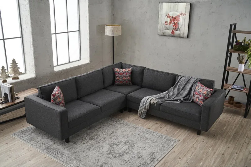 Kaletea Sofa m. Divan 4-seters - Antrasitt - Møbler - Sofaer - Hjørnesofa - Hjørnesofa med divan