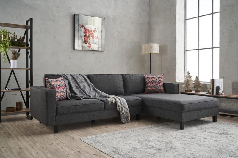 Kaletea Sofa m. Divan 4-seters - Antrasitt - Møbler - Sofaer - Sofa med sjeselong