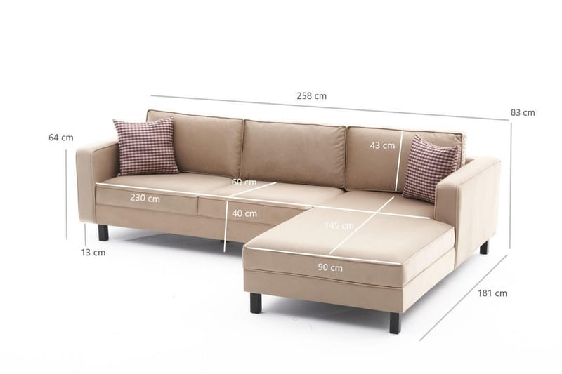 Kaletea Sofa m. Divan 4-seters - Beige - Møbler - Sofaer - Sofa med sjeselong