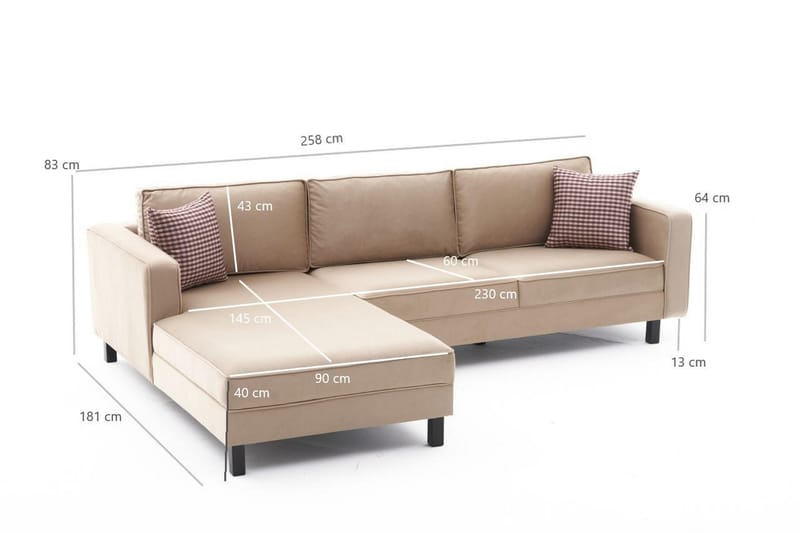 Kaletea Sofa m. Divan 4-seters - Beige - Møbler - Sofaer - Sofa med sjeselong