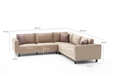 Kaletea Sofa m. Divan 4-seters - Beige - Møbler - Sofaer - Hjørnesofa