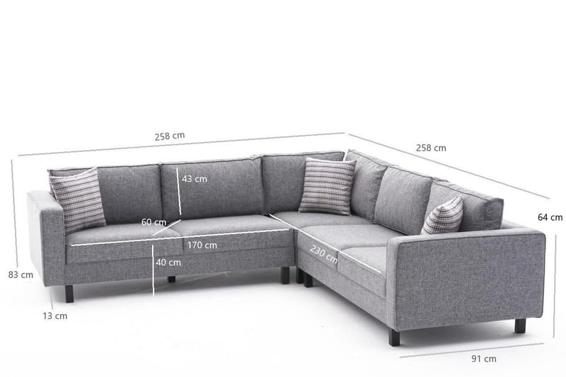 Kaletea Sofa m. Divan 4-seters - Grå - Møbler - Sofaer - Hjørnesofa - Hjørnesofa med divan