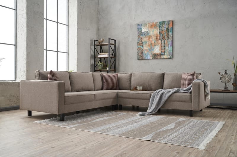 Kaletea Sofa m. Divan 4-seters - Krem - Sofa med sjeselong - 4 seters sofa med divan