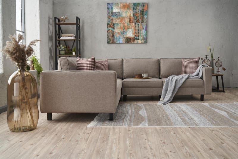 Kaletea Sofa m. Divan 4-seters - Krem - Sofa med sjeselong - 4 seters sofa med divan