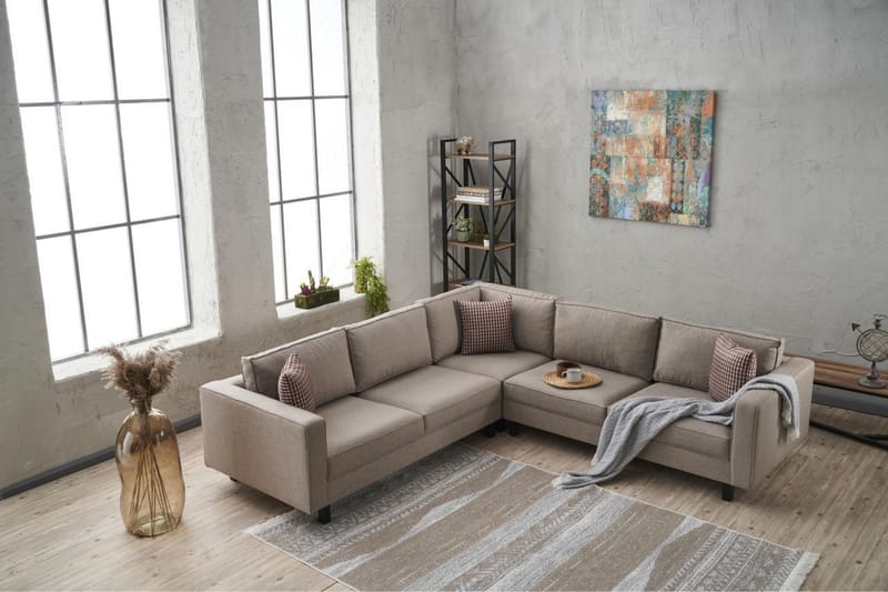 Kaletea Sofa m. Divan 4-seters - Krem - Sofa med sjeselong - 4 seters sofa med divan