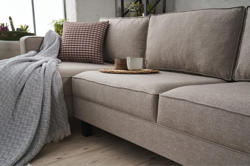 Kaletea Sofa m. Divan 4-seters - Krem - Sofa med sjeselong - 4 seters sofa med divan