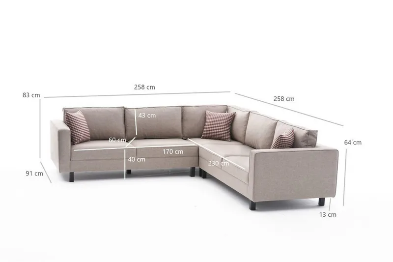 Kaletea Sofa m. Divan 4-seters - Krem - Møbler - Sofaer - Hjørnesofa - Hjørnesofa med divan