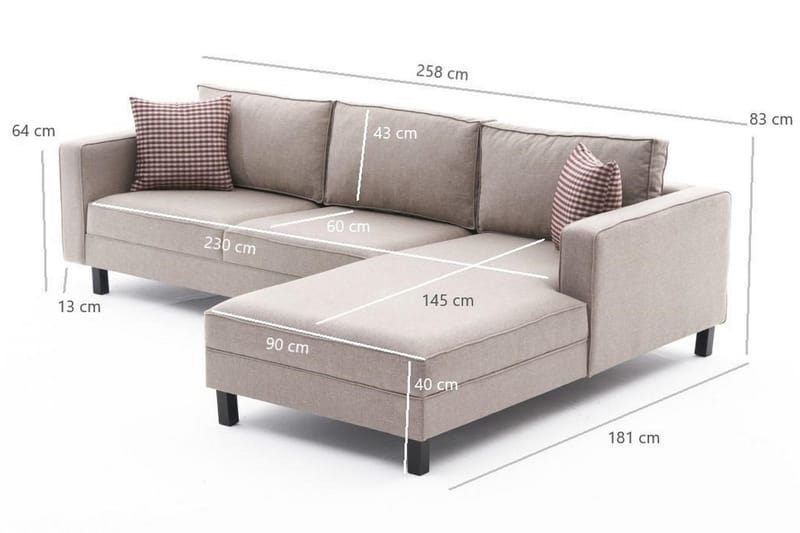 Kaletea Sofa m. Divan 4-seters - Krem - Møbler - Sofaer - Sofa med sjeselong