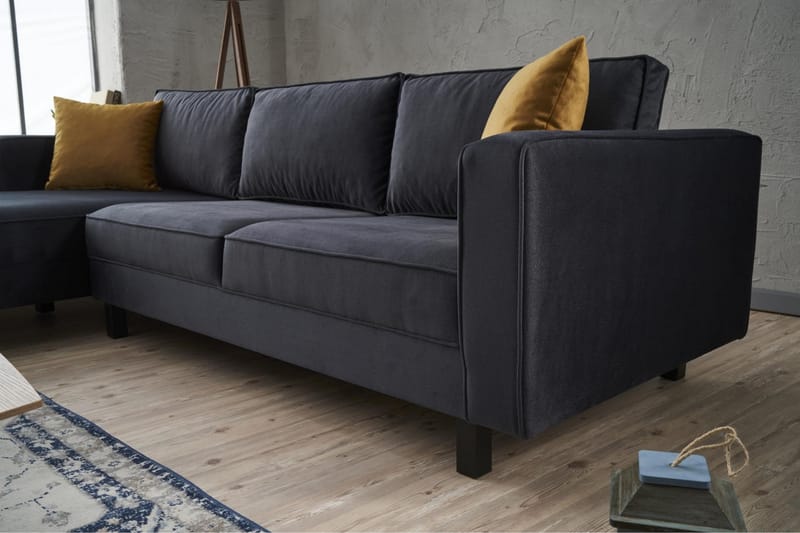 Kaletea Sofa m. Divan 4-seters - Mørkegrå - Sofa med sjeselong - 4 seters sofa med divan