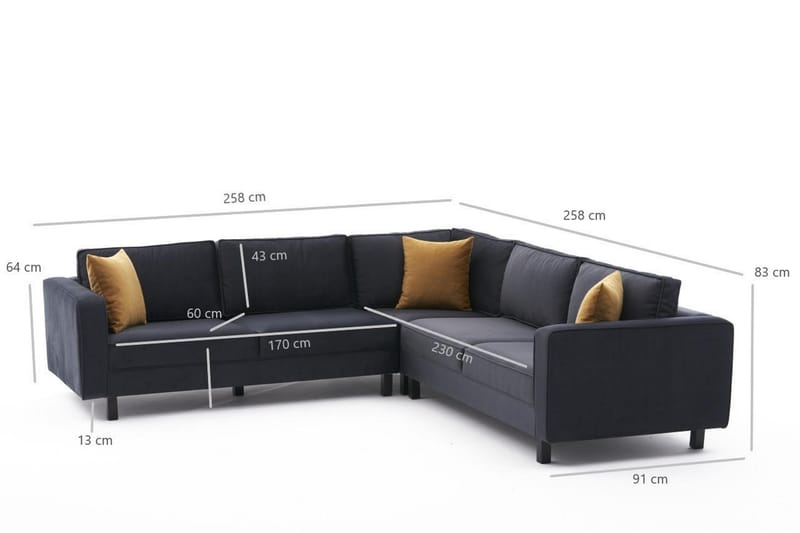 Kaletea Sofa m. Divan 4-seters - Mørkegrå - Møbler - Sofaer - Sofa med sjeselong