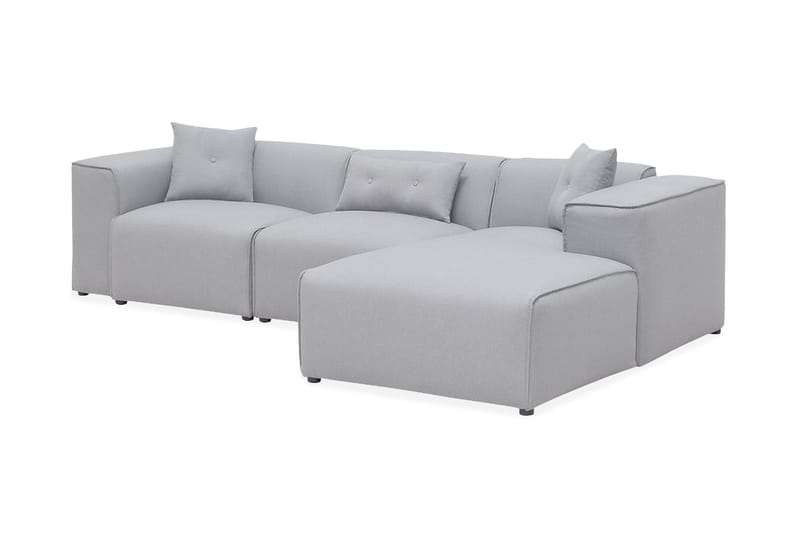 Kimathi Hjørnesofa - Grå - Sofa med sjeselong - 3 seters sofa med divan