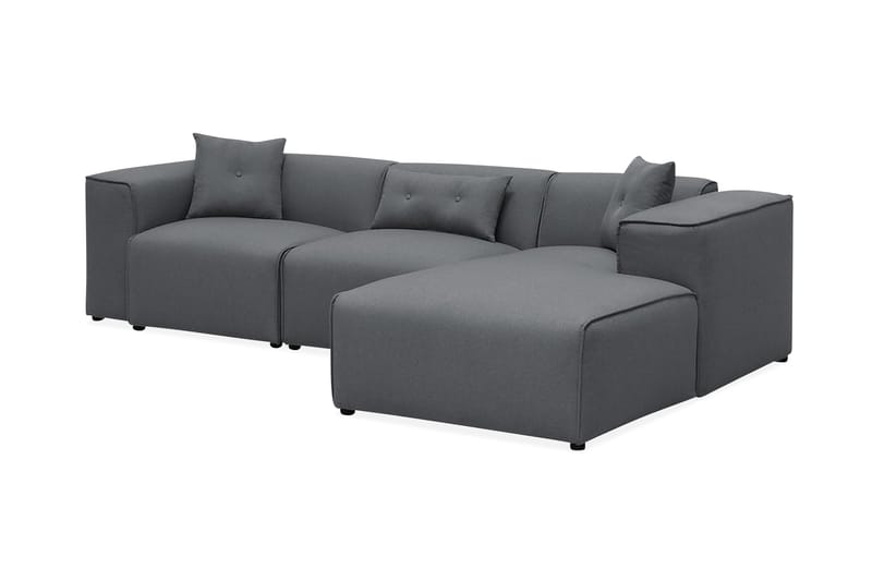 Kimathi Hjørnesofa - Grå - 3 seters sofa med divan - Sofa med sjeselong