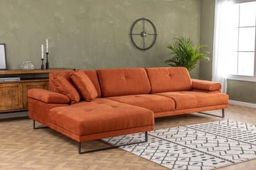Kitimat 3-seter Venstrevendt L-formet Sofa med Sjeselong 314 cm i Stoff - Oransje - Møbler - Sofaer - Sofa med sjeselong - 3 seters sofa med divan
