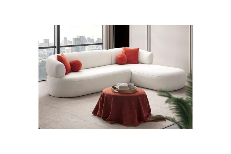 Kollumber Sofa med divan 3-seter - Hvit - Møbler - Sofaer - Sofa med sjeselong